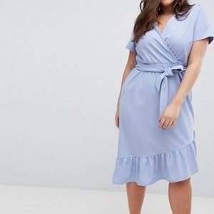 ASOS Curve | Midi Dress With Belt and Frill Detail